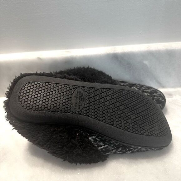 NWT Dluxe By DearFoams Memory Foam Knit Carol Scuff Slippers Black Medium/7-8 - Picture 5 of 7